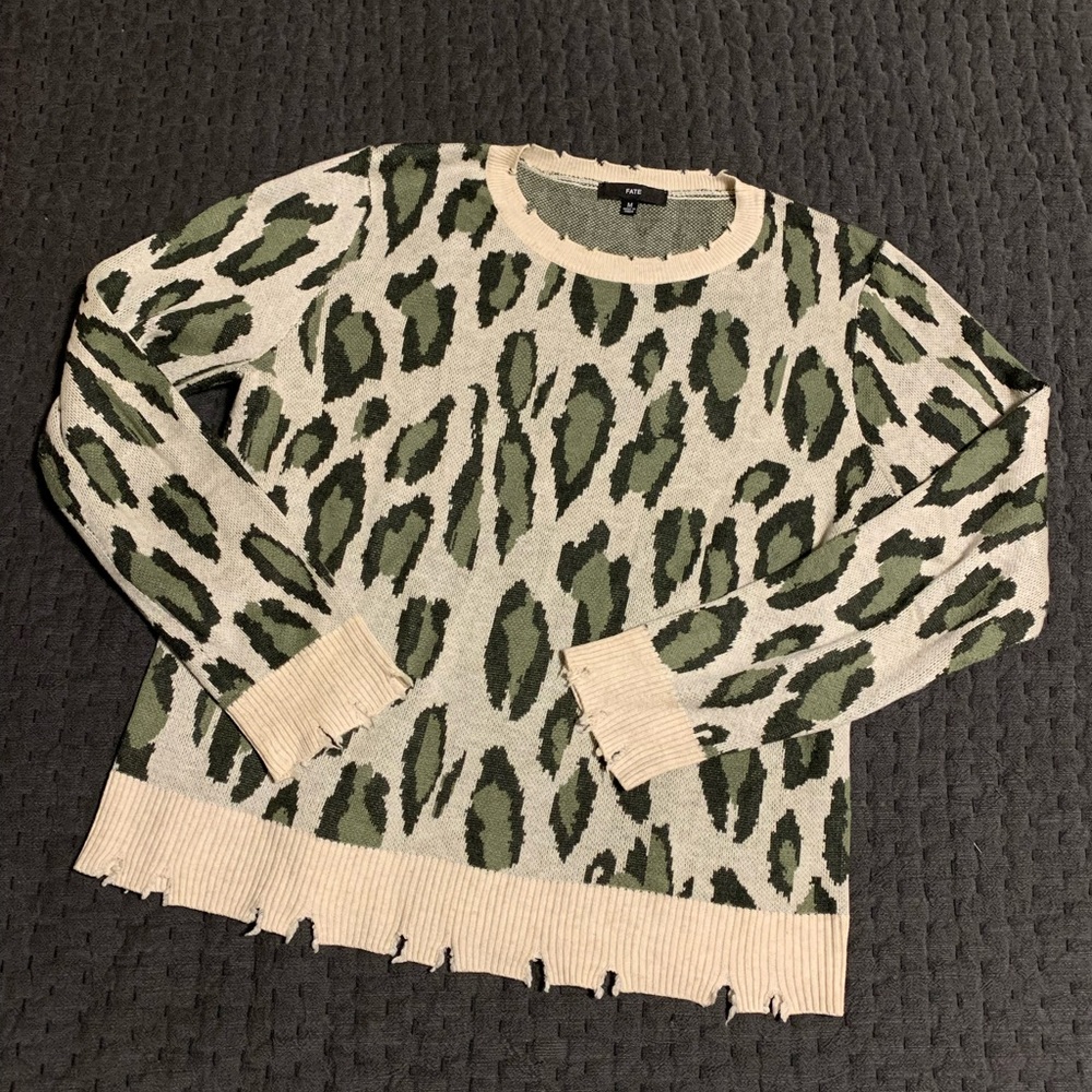 Distressed Casual Leopard Sweater